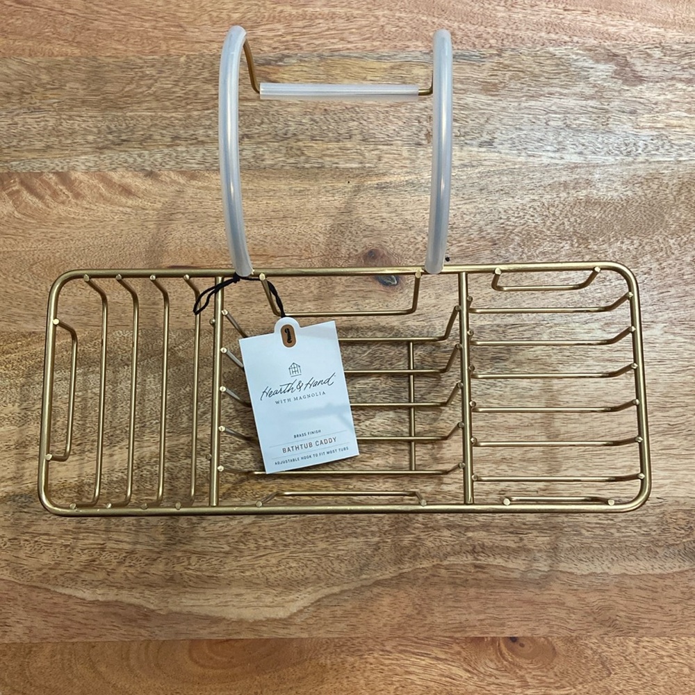 Over-the-Side Wired Bathtub Caddy Brass Finish - Hearth & Hand NWT